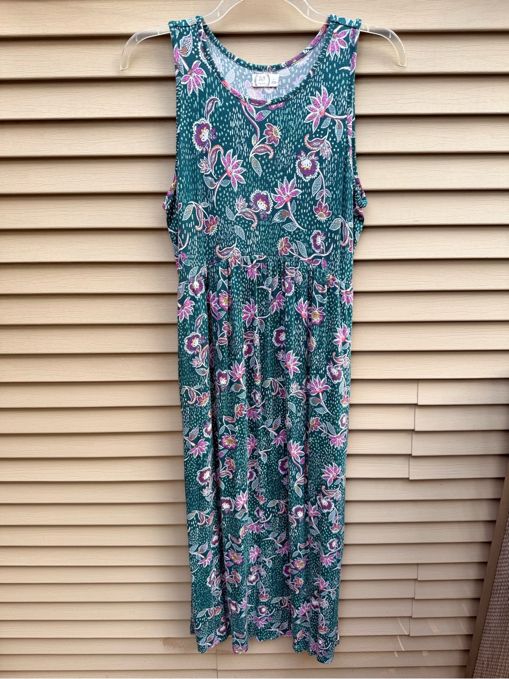 Maurices 24/7 Teal Floral Sleeveless Maxi Dress with Pink Flowers Size L